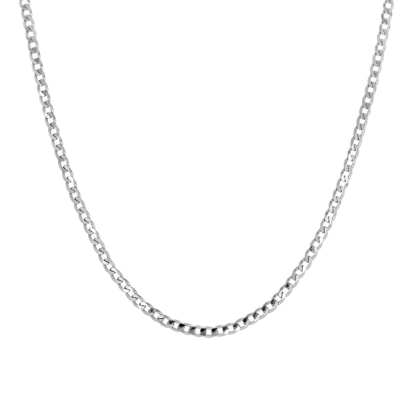 Cadena Oro Blanco 10k - Barbado 45/50/55 cm, Ancho 2.5 mm