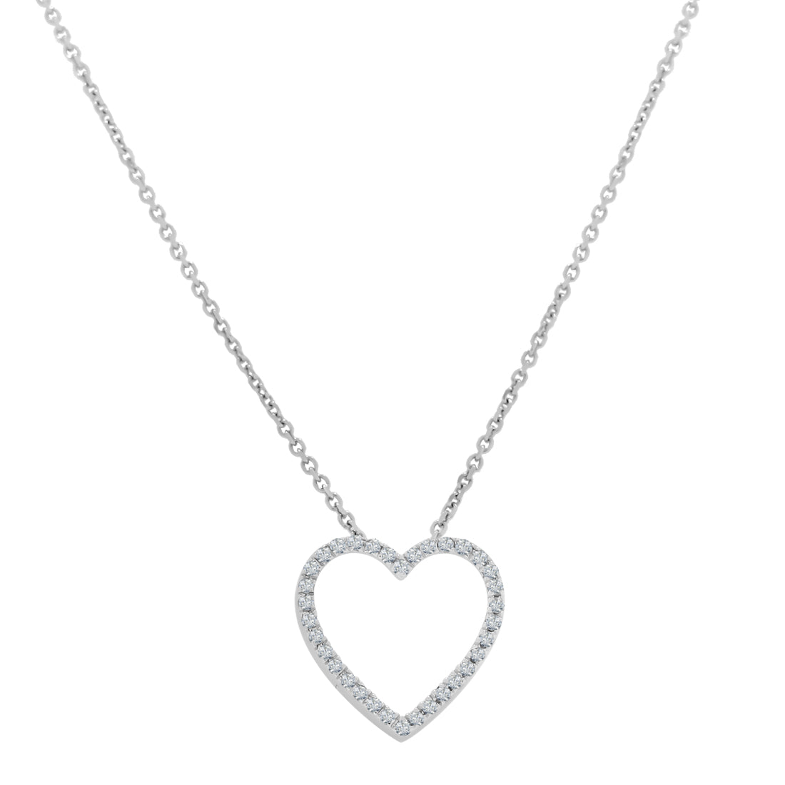 Gargantilla Oro Blanco 14k - Corazón con Diamantes 11 pts Totales