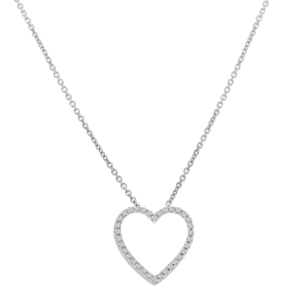 Gargantilla Oro Blanco 14k - Corazón con Diamantes 11 pts Totales