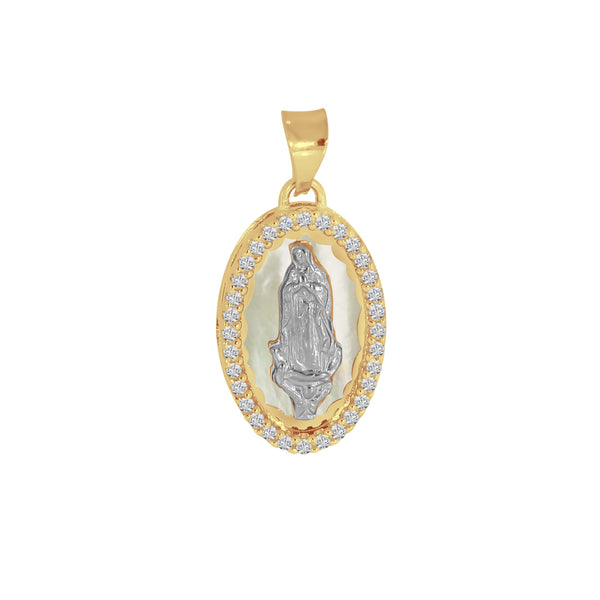 Medalla Oro 10k - Virgen de Guadalupe 2.3 cm con Zirconias