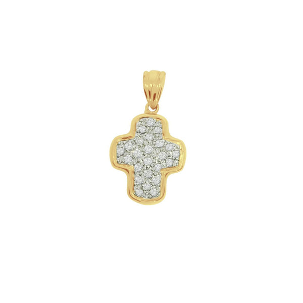 Cruz Oro Amarillo 14k, Diamantes 20 Puntos Totales - Infiniti Joyas