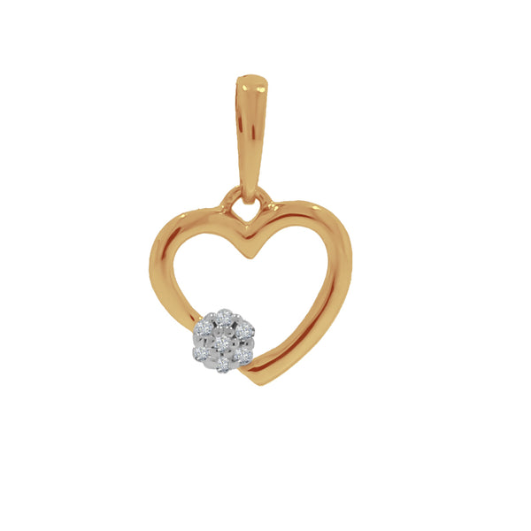 Dije Oro 14k - Corazón con Diamantes 0.02 Puntos Totales