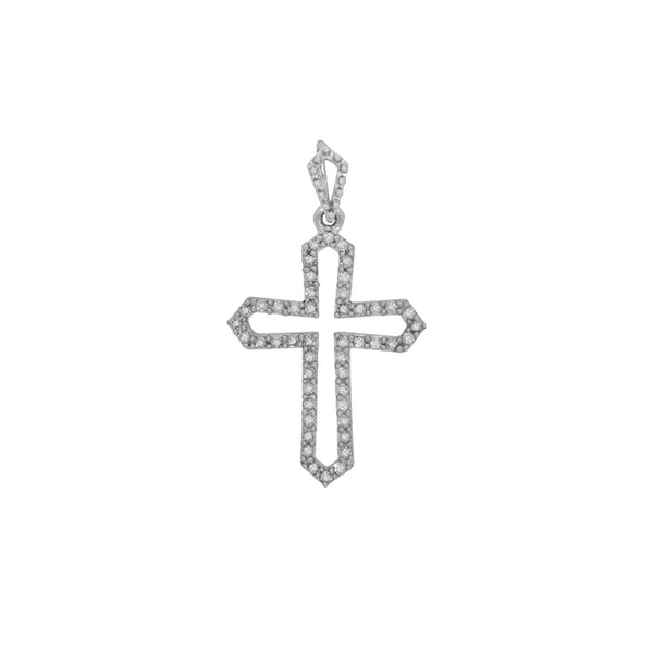 Cruz Oro Blanco 14k - Diamantes 15 Puntos Totales