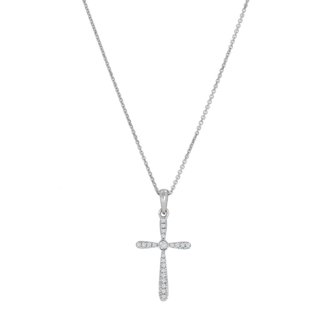 Cruz Oro Blanco 14k - Diamantes 8 Puntos Totales