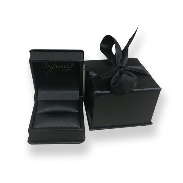Estuche ANILLO Piel Negro Interior Negro - Infiniti Joyas