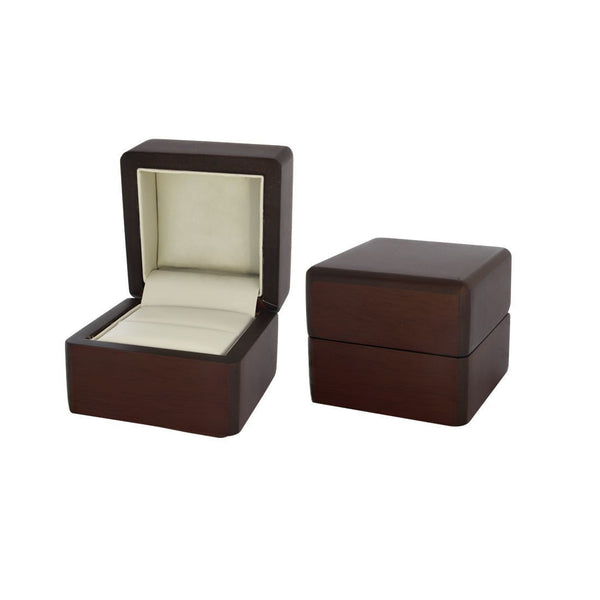 Estuche ANILLO Madera Nogal con Piel - Infiniti Joyas