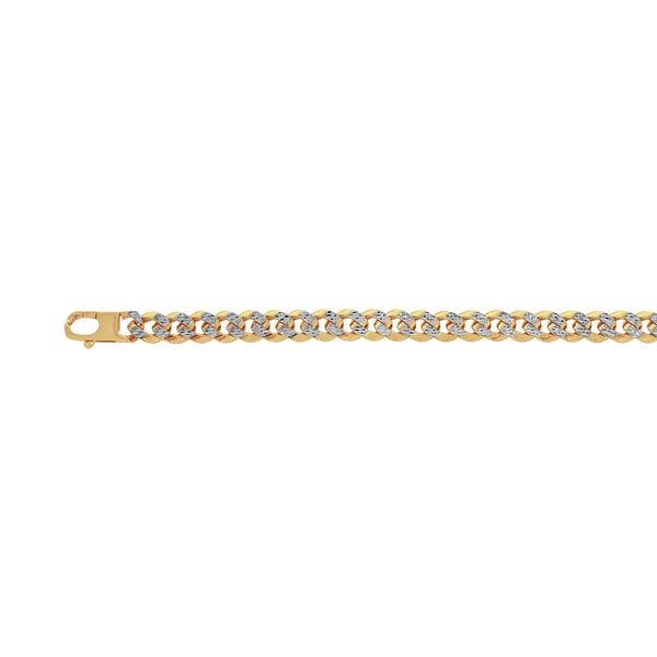 Pulso Oro 14k - Tejido Cubano Diamantado 8.2 mm Ancho, 21 cm Largo