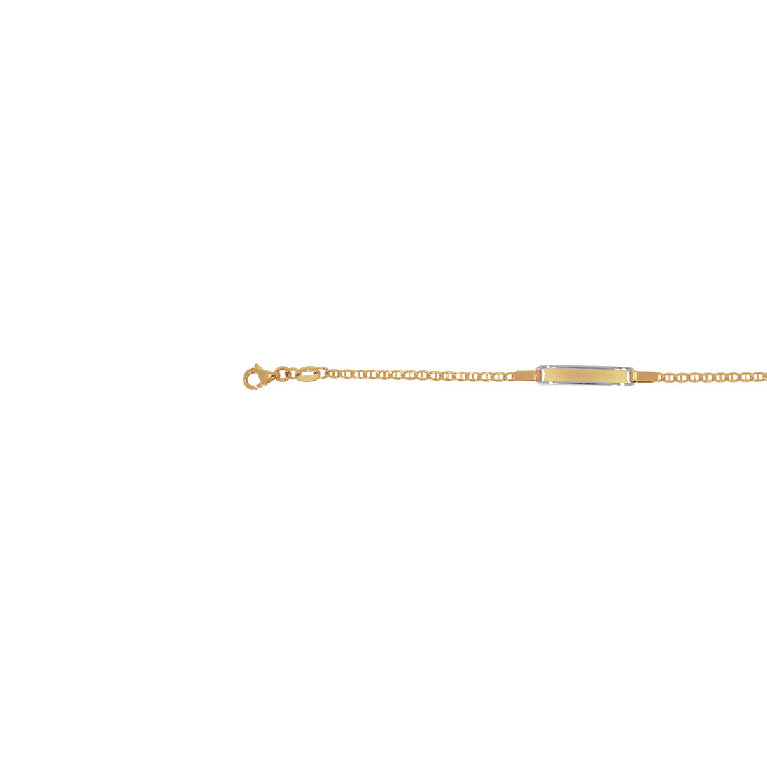 Esclava Oro 14k - Tejido Marinero con Placa 12-14 cm