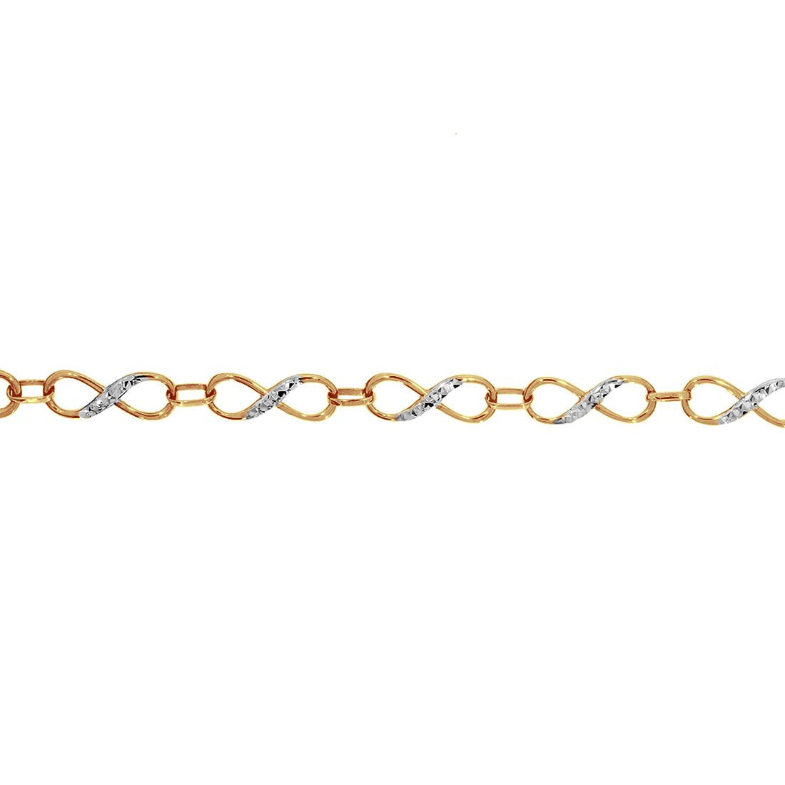 Pulsera Oro 10k, con Infinito Diamantado, Largo 19 cm, Ancho 6 mm, Oro 10k - Infiniti Joyas