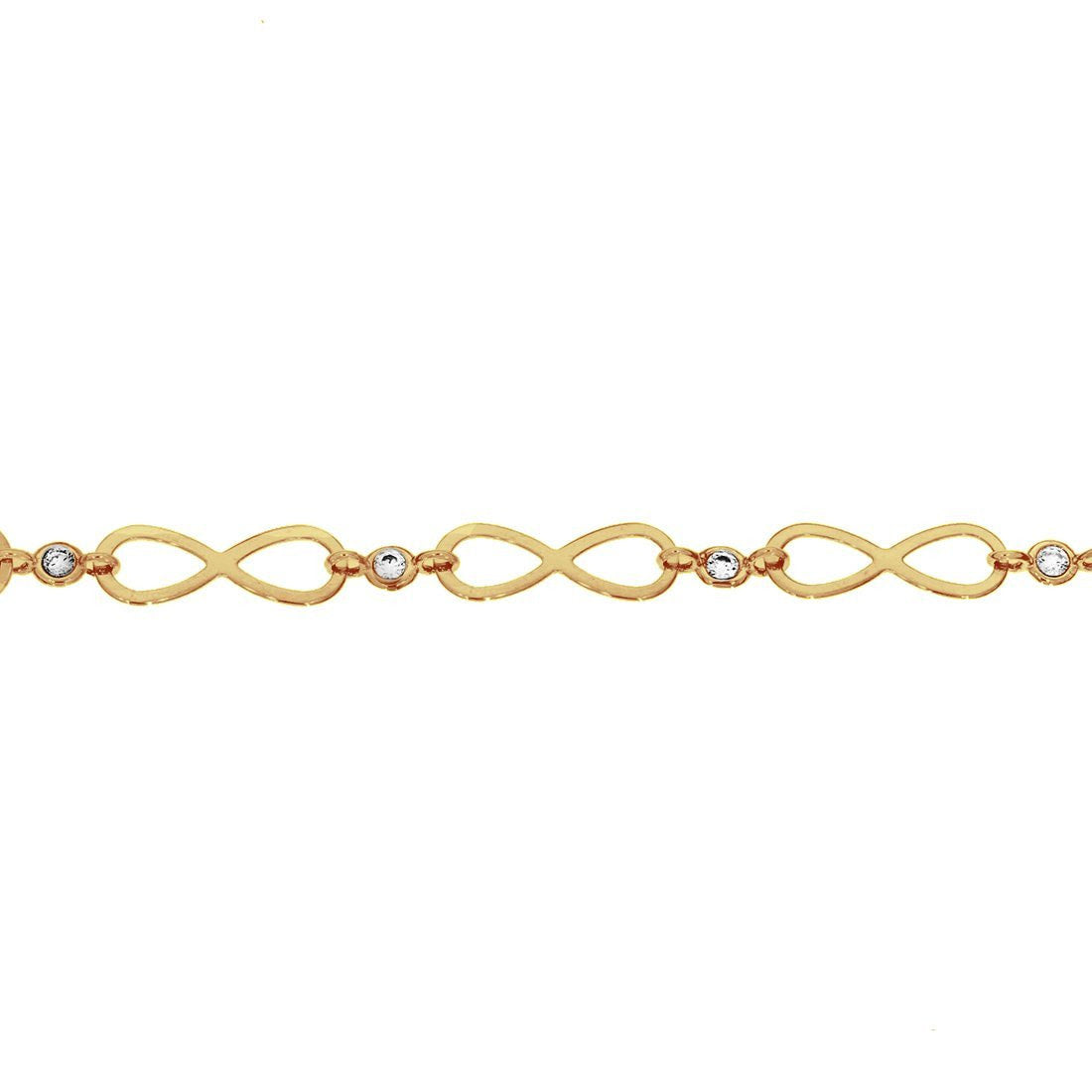 Pulsera Oro 10k, con Infinito y Zirconias, Largo 19 cm, Ancho 6 mm, Oro 10k - Infiniti Joyas