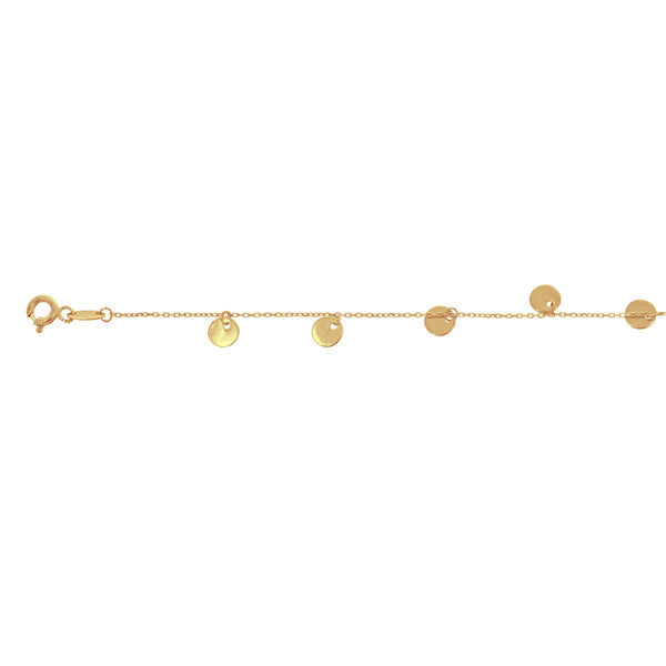 Tobillera Oro 10k - Círculos Colgando, Largo 24-26 cm