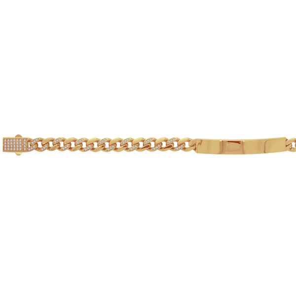 Esclava Oro 10k - Cubana Cerrada con Zirconia de 21.5 cm, Ancho 6.7 mm