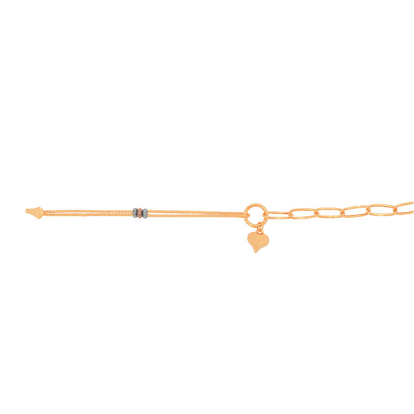 Pulsera Oro 10k - Corazón con Doble Tejido Diferente, 19 cm Largo
