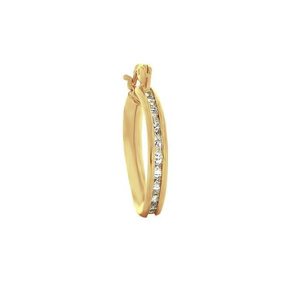 Arracada Oro 10k - Zirconia Estilo Princesa, 1.5 cm Diámetro - Infiniti Joyas