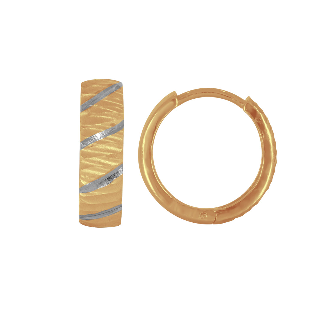 Huggies Oro 14k - Platinado con Diámetro 1.4 cm, Ancho 4 mm