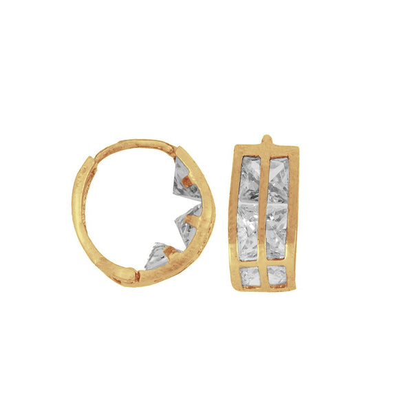 Arracadas Huggies Oro 10k, con Zirconias, 1.1 cm Diámetro, Ancho 5 mm - Infiniti Joyas