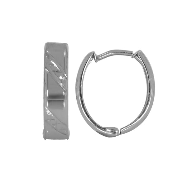 Arracadas Huggies Oro Blanco 10k - Acabado Liso, 1.2 cm Diámetro, Ancho 3.2 mm