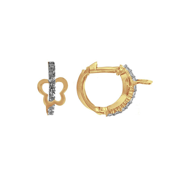 Arracada Huggies Oro 10k, con Zirconias y mariposa, 1.4 cm de Diámetro - Infiniti Joyas