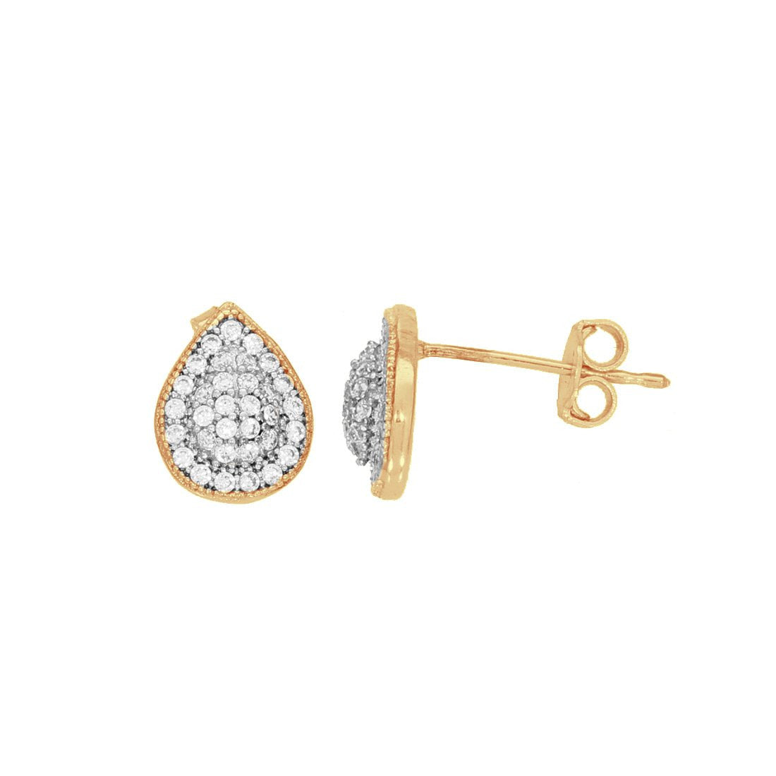 Aretes Oro 10k, en Forma de gota con Zirconias - Infiniti Joyas
