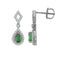 Aretes Oro Blanco 10k - Esmeralda 0.43 ctw y Diamante Natural 0.20 Puntos Totales