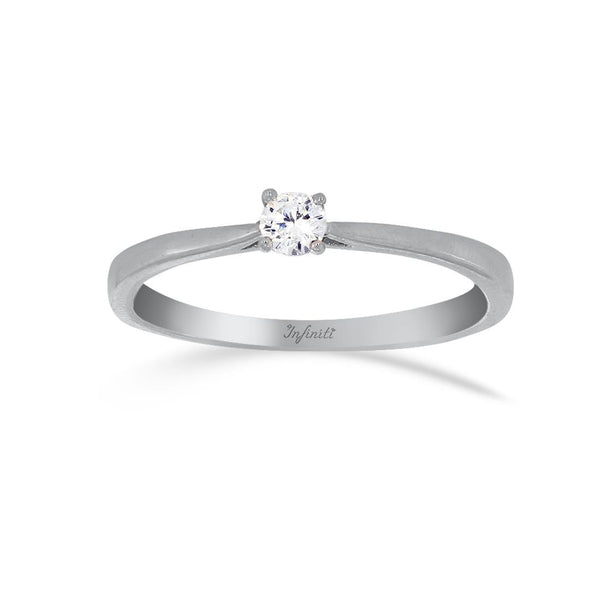 Anillo Oro Blanco 14k, Solitario Zirconia 3 mm - Infiniti Joyas