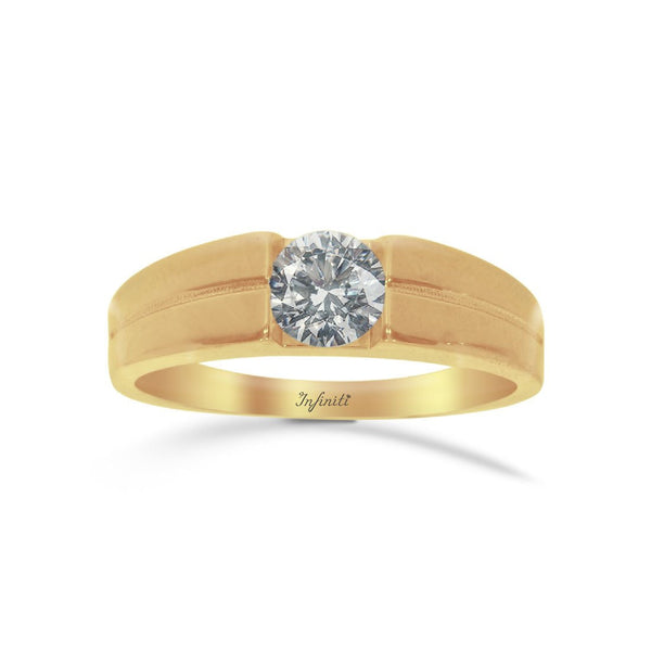 Anillo Oro Amarillo 14k, Zirconia 5.5 mm - Infiniti Joyas