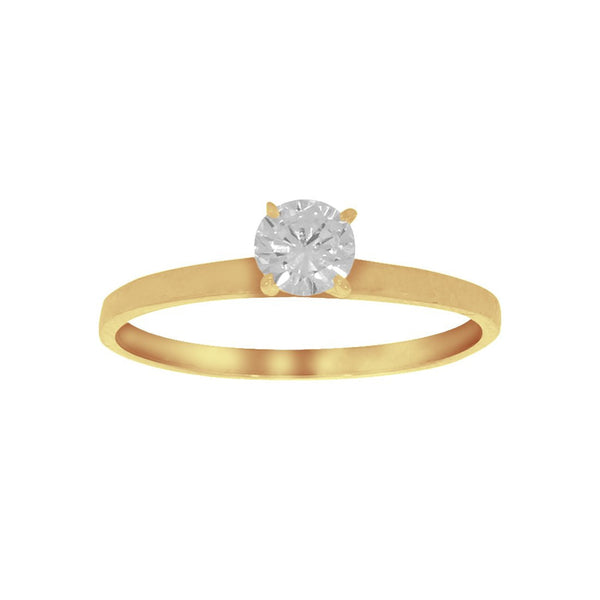 Anillo Oro 10k, Solitario con Zirconia de 4.20 mm - Infiniti Joyas