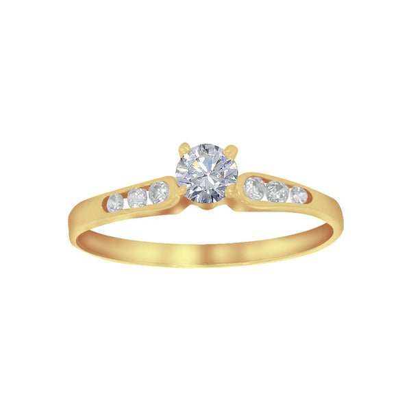 Anillo Oro 10k, Zirconia Central de 3.5 mm - Infiniti Joyas