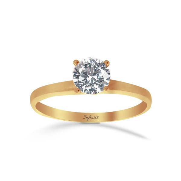 Anillo Oro 10k, Zirconia 5.5 mm Solitario - Infiniti Joyas