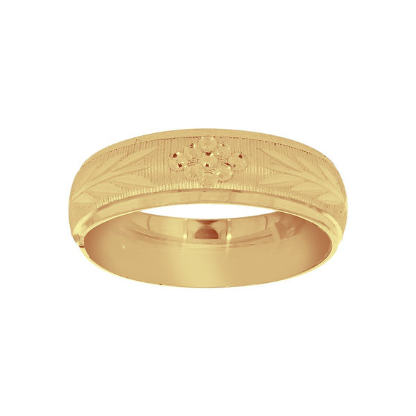 Argolla Oro Amarillo 10k - Acabado Espigas y Uvas, Ancho de 6 mm - Infiniti Joyas