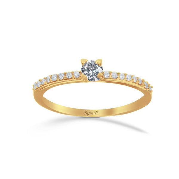 Anillo Oro 14k, Pavé Diamante 28 Puntos Totales - Infiniti Joyas