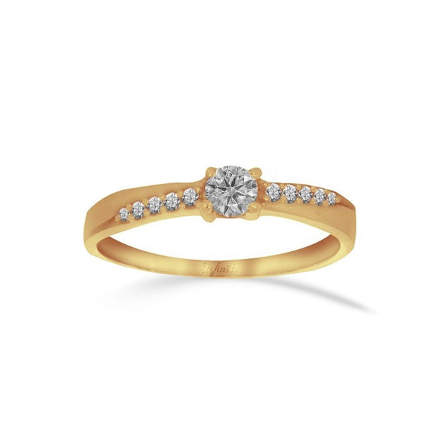 Anillo Oro 14k, Pavé Diamante 22 Puntos Totales - Infiniti Joyas