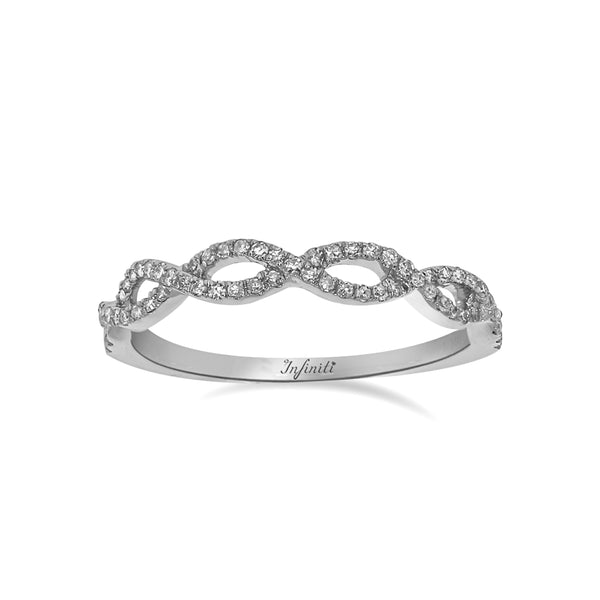 Churumbela Oro Blanco 14k, Diamantes de 15 Puntos Totales - Infiniti Joyas