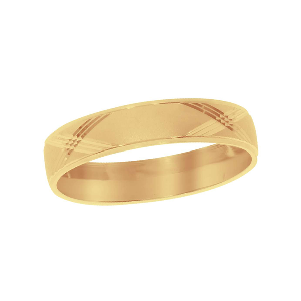 Argolla Oro Amarillo 10k - Diamantada con Bisel Liso, Ancho de 4 mm - Infiniti Joyas