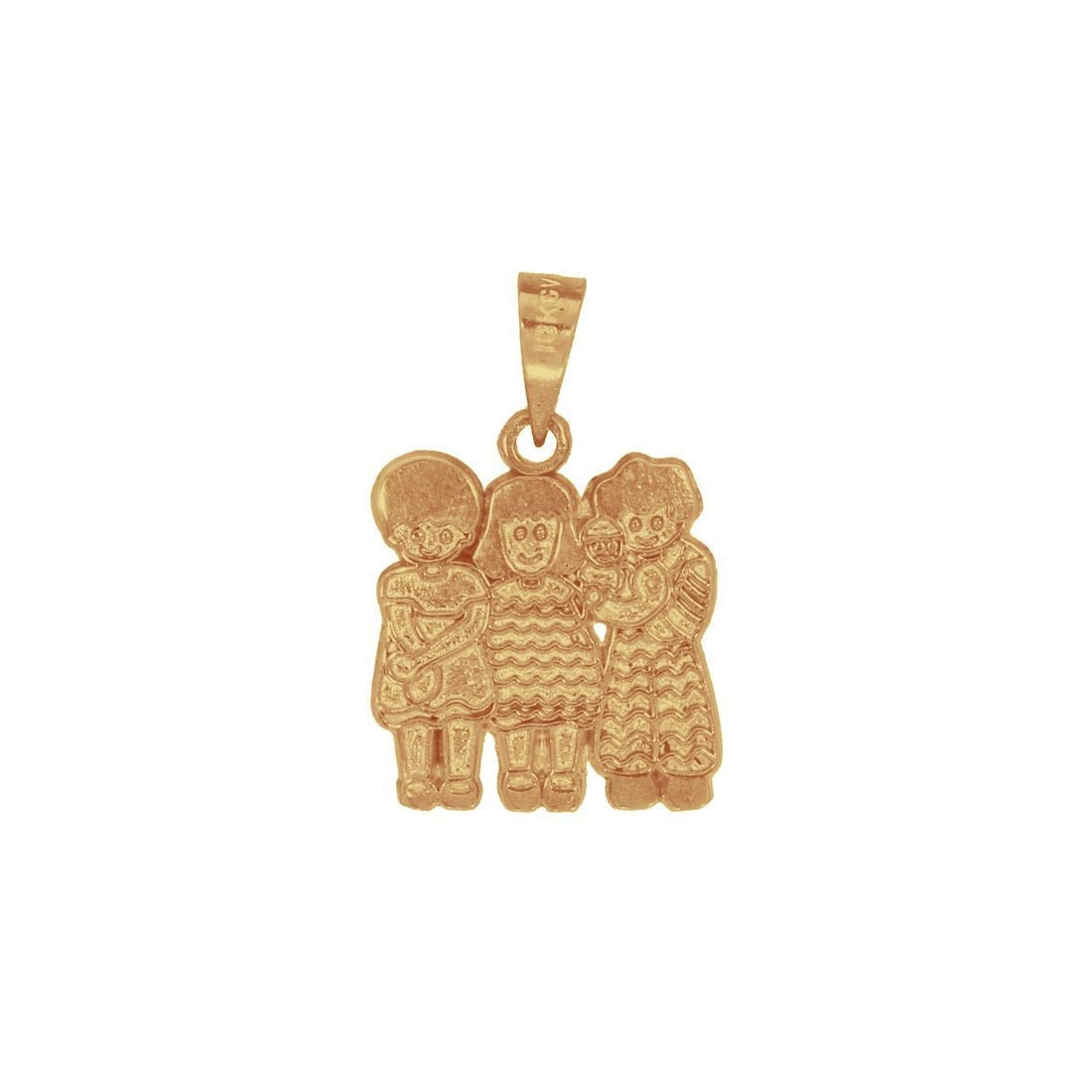 El regalo perfecto para Mamá. Dije Oro 10k, dos niñas un niño, 2.5 cm alto, Largo 1.5 cm, Oro 10k - Infiniti Joyas