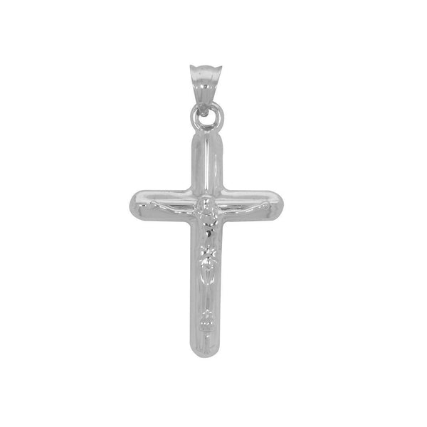 Dije Oro Blanco 10k, Cruz con Cristo, Oro Blanco 10k - Infiniti Joyas
