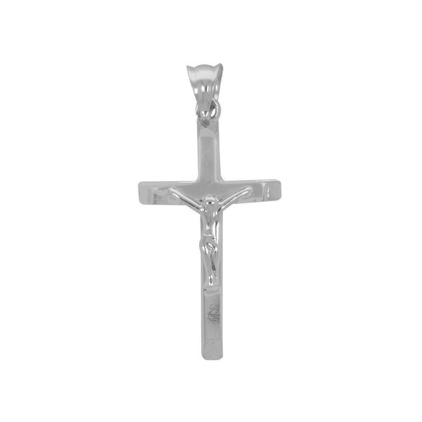 Dije Oro Blanco 10k, Cruz con Cristo, Oro Blanco 10k - Infiniti Joyas