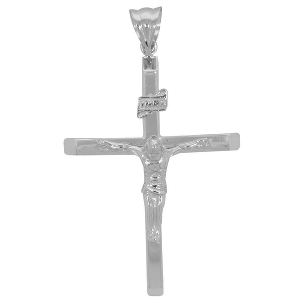 Dije Oro Blanco 10k, Cruz con Cristo - Infiniti Joyas