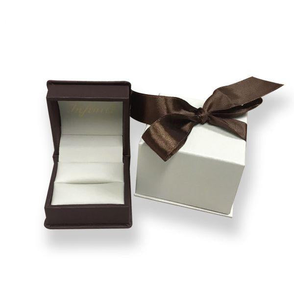 Estuche ANILLO Piel Café con Interior Beige - Infiniti Joyas