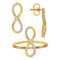 Juego Oro 10k, Anillo y Aretes Infinito con Zirconias, Oro 10k - Infiniti Joyas
