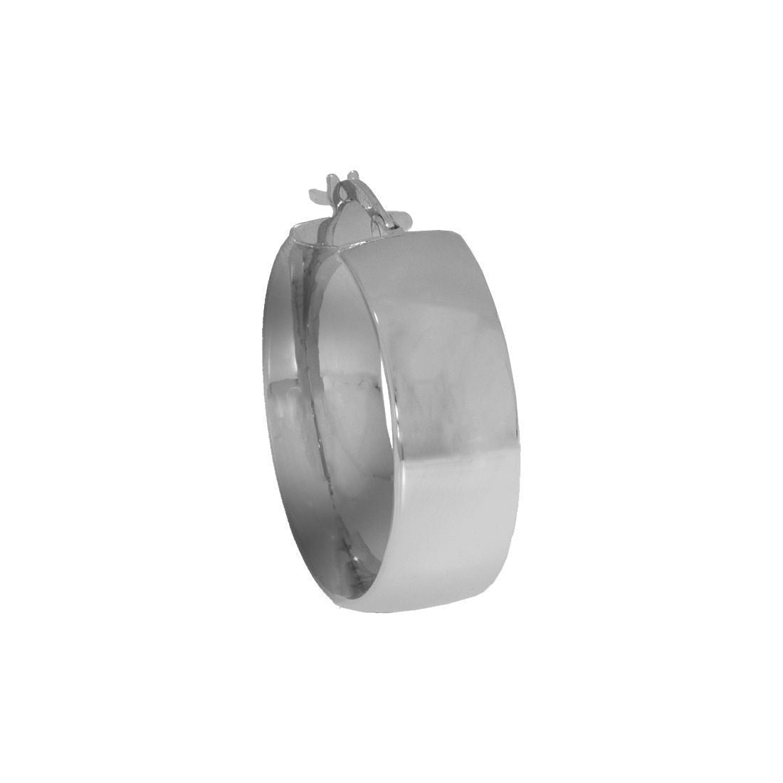 Arracada Lisa 2.4 cm de Diámetro, Ancho 8 mm, Oro Blanco 10k - Infiniti Joyas