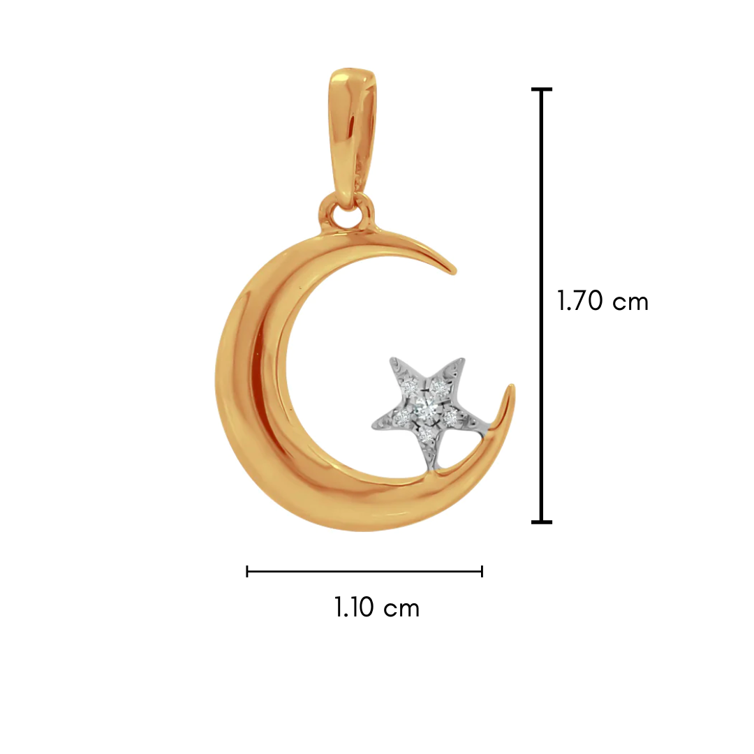 Dije Oro 14k - Luna Turca con Estrella con Diamantes