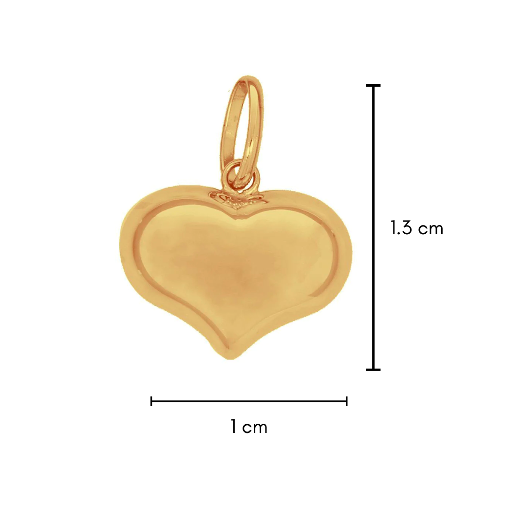 Dije Oro 10k, Corazón, 1.3 cm alto, Largo 1 cm