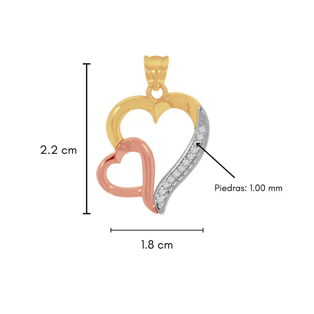 Dije de corazón de oro rosa 10K y con Zirconias