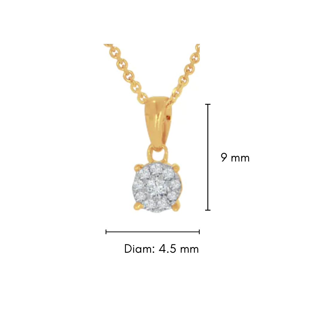 Dije de Oro Amarillo 14k - Dije Redondo con Diamante 8 puntos
