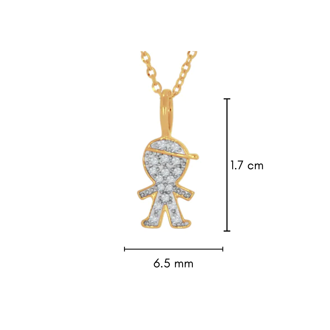 Dije Oro Amarillo 14k - Niño con Diamantes 7 Puntos Totales