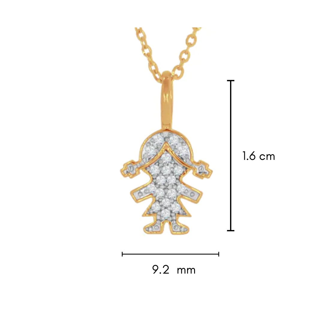 Dije niña Oro Amarillo 14k - Diamantes 7 Puntos Totales
