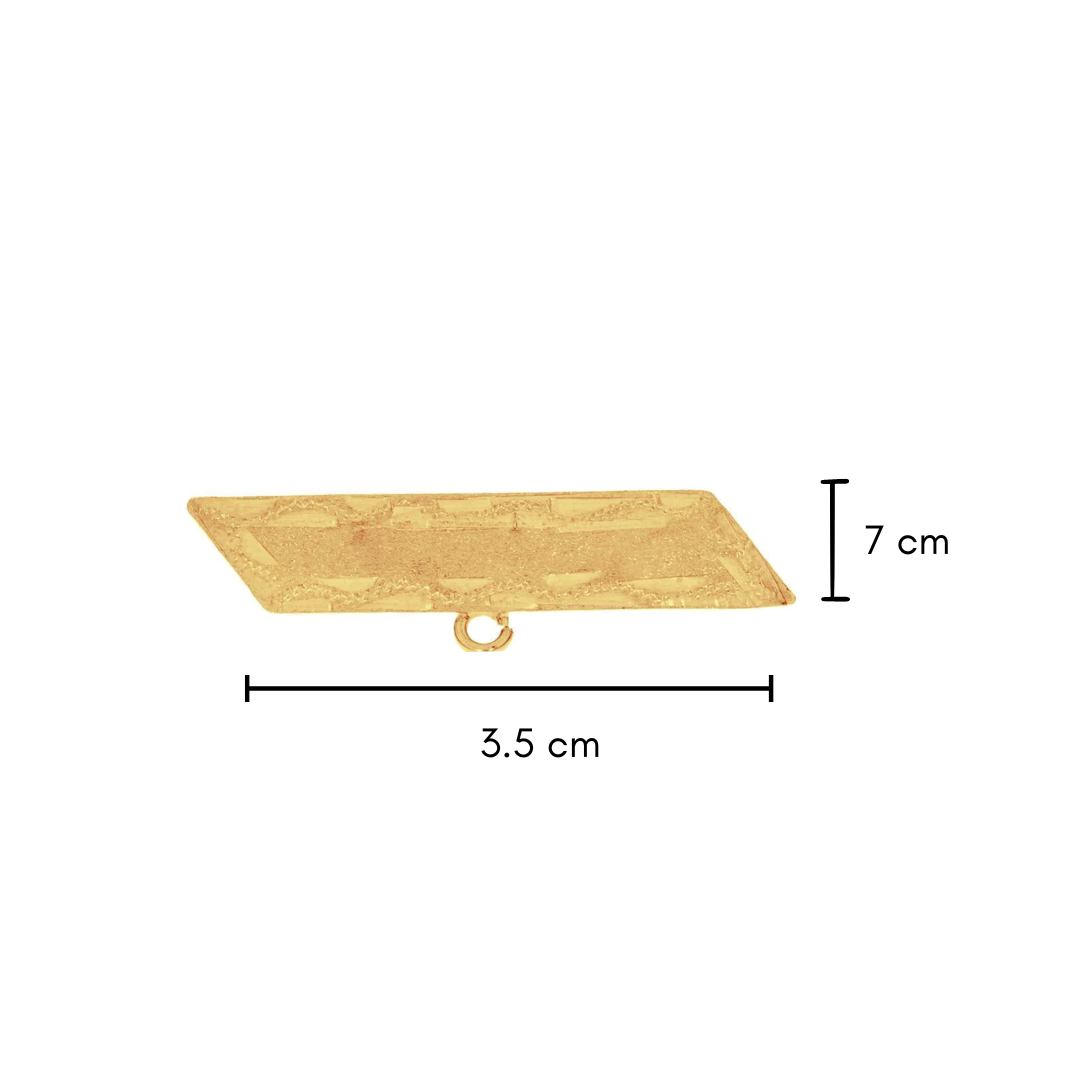 Portadije Oro 10k Mate con Diamantado, 7 mm de alto, 3.5 cm Largo
