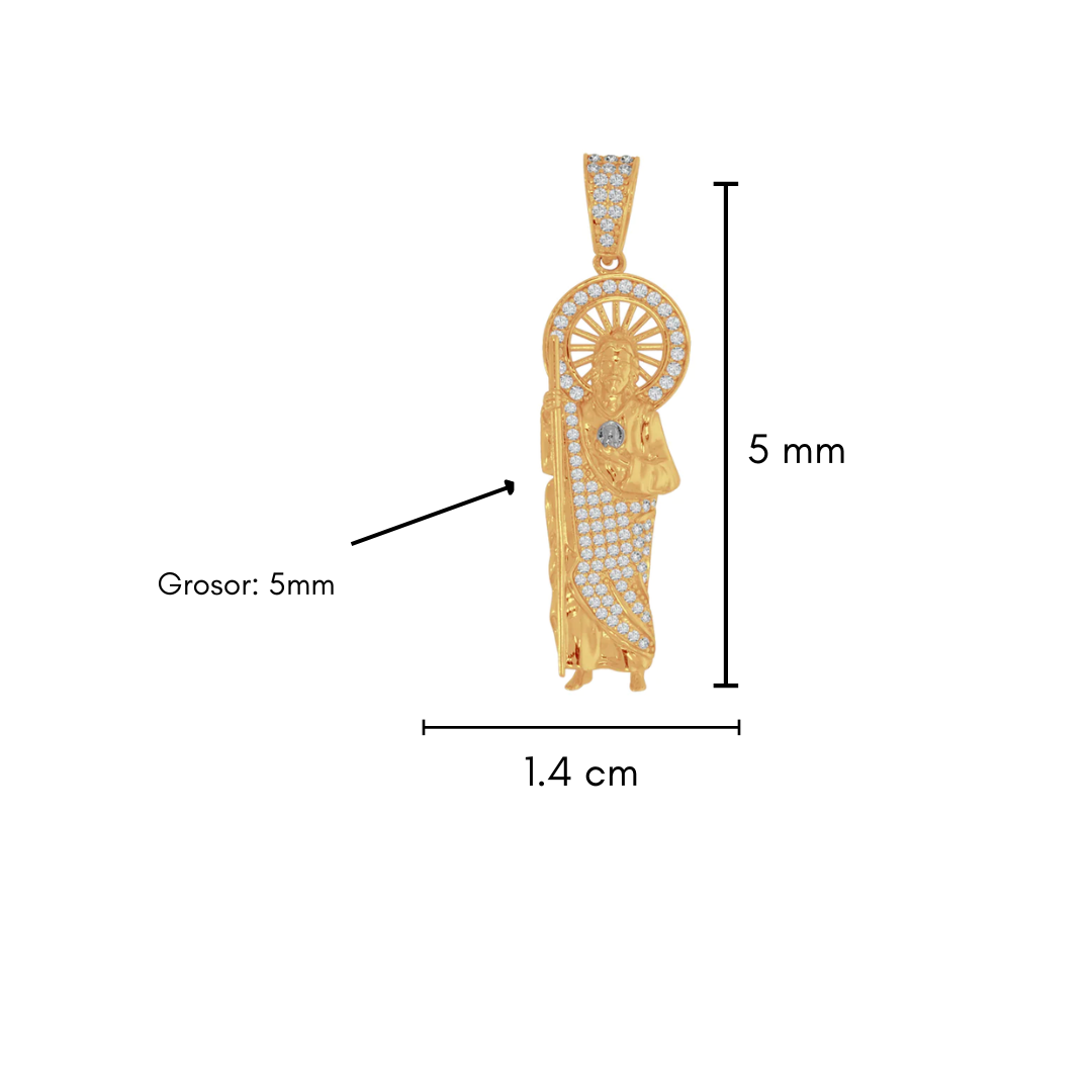 Dije Oro 10k - San Judas Tadeo 5 cm Alto con Zirconia