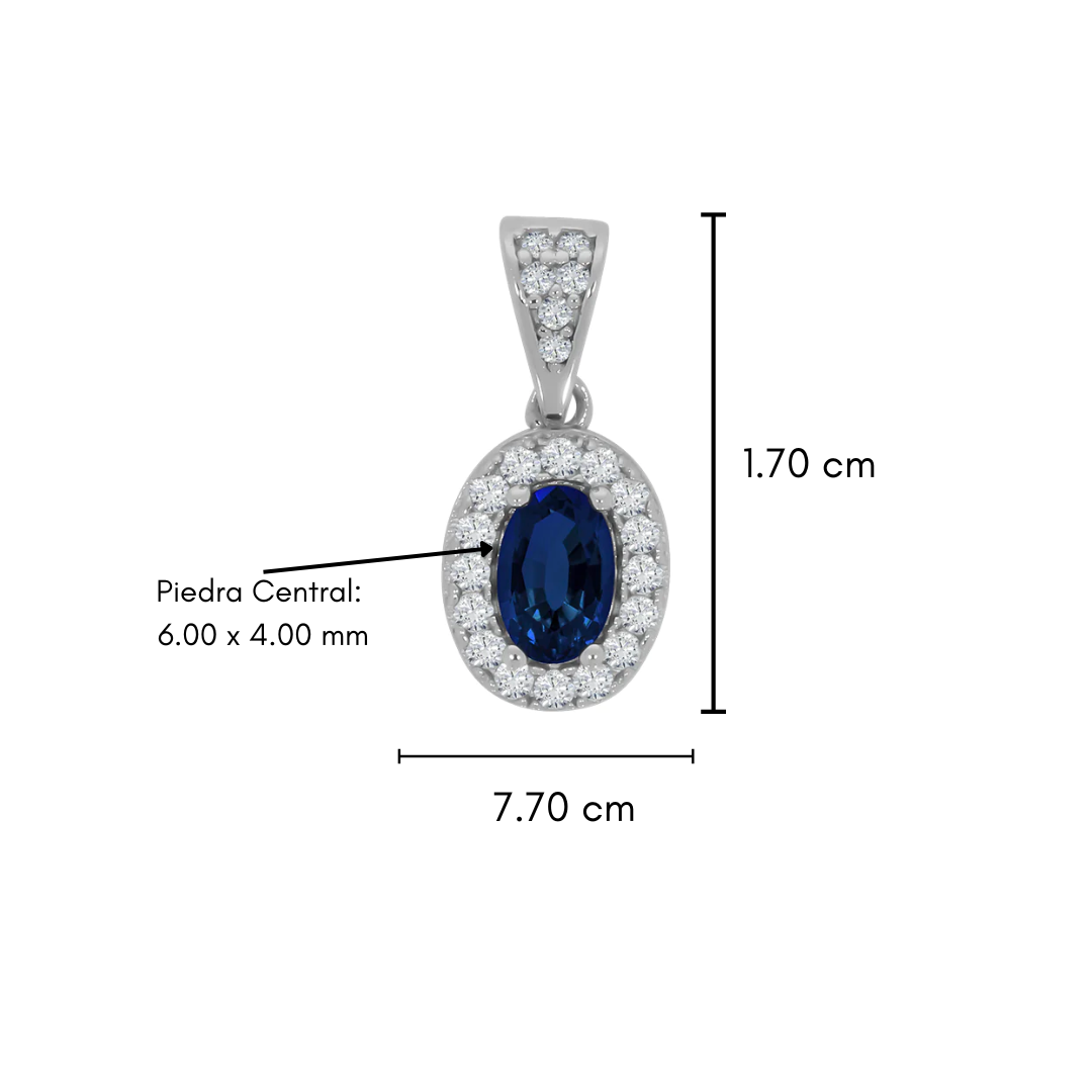 Dije Oro Blanco 10k - Zafiro Zirconia en Halo